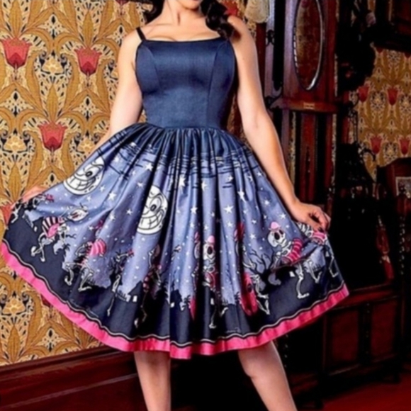 Pinup Couture Dresses & Skirts - Dancing skeletons jenny swing dress XL PUG